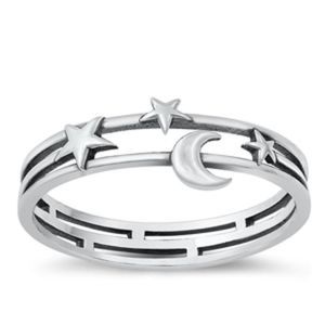 Sterling Silver Stars Band Ring